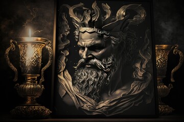 Cronus Greek Mythology God Black Gold Vase by Generative AI