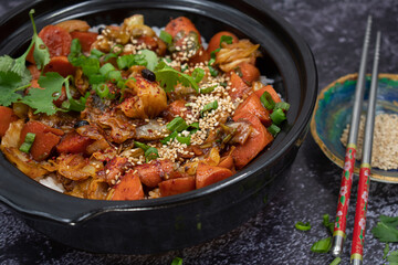 Vegan Korean doltsot rice and vegetabe stir fry