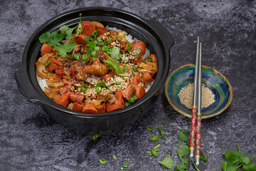 Vegan Korean doltsot rice and vegetabe stir fry