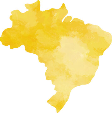 watercolor painting of brazil map.