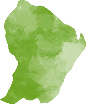 watercolor painting of french guiana map.