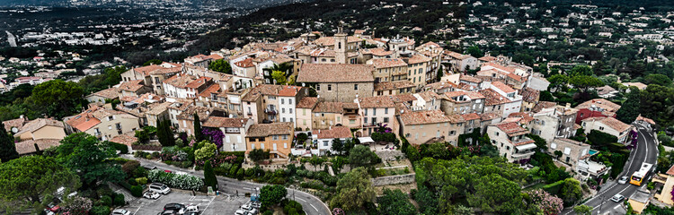 Fototapeta na wymiar Panoramic view from above to the nice old village Mougins Southern France 