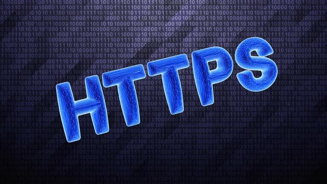 Https icon as 3D mesh isolated on hi-tech binary background. 3D illustration.