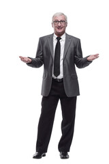 in full growth.Mature business man. isolated on a white