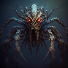 Fototapeta premium Riesen Horrorspinne - mit generativer KI erstellt und mit Photoshop finalisiert