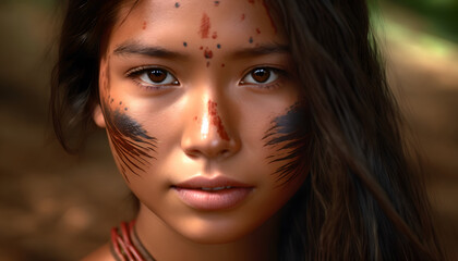 Hermosa Mujer del amazonas, Poder y Belleza de la Cultura Indigena del Amazonas