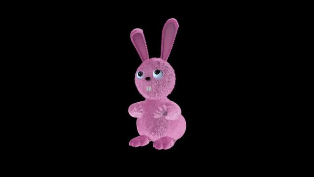 Cute pink bunny with Easter eggs.  3D computer animation