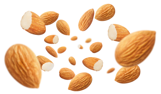 Flying almonds cut out