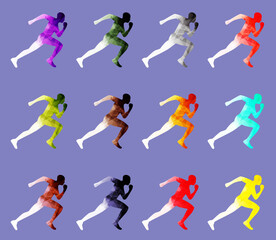 Running Man. Colorful Abstract Low poly Running Man Vector Illustration