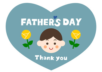 父の日のイラスト: お父さんとバラのハート型アイコン