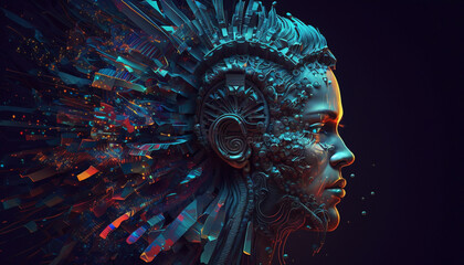 Futuristic Artificial Intelligence Head Concept