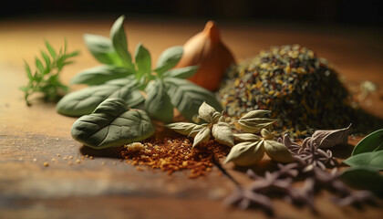 Spice Sensation: An Assortment of Spices and Herbs for Every Dish and Occasion - ai generated