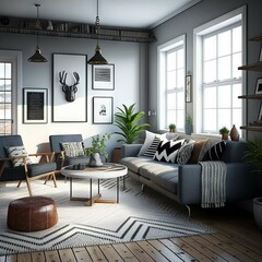 modern living room Generative AI