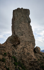 Vertical shot of Roque Nublo on the island of Gran Canaria, Canary Islands, Spain