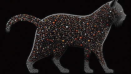 Colorful Dot Painting of a Cat