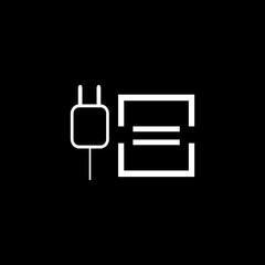 Outline power bank icon for web design isolated on black background