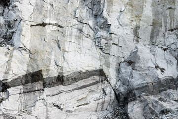Geological layers on the surface of a mountain rock