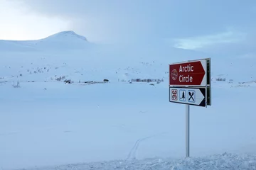 Fotobehang Arctic circle road in Norway, Europe © Rechitan Sorin