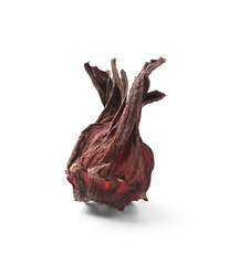 Obraz premium Dry hibiscus tea on white isolated closeup