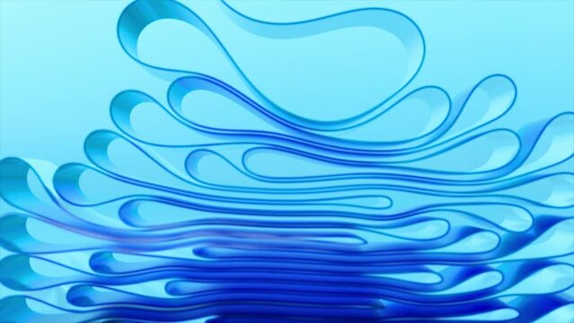 3D rendering of an abstract background. Transparent glossy glass tape lays down in layers. Curved wave in motion. 