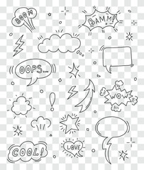 Set of speech bubbles isolated on the transparent background. Vector illustration.