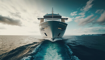 Front view of Cruise ship - obrazy, fototapety, plakaty