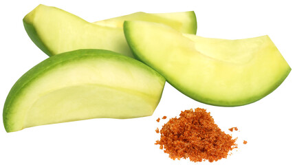 Sliced green mango with chili powder and salt - 581191211