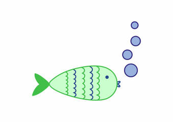 Vector illustration of a big green fish. Isolated on white background.