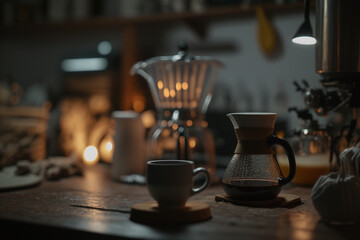 Fototapeta na wymiar Coffee Makeing Closeup Illustration. Ai generated.
