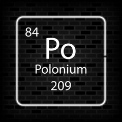 Polonium neon symbol. Chemical element of the periodic table. Vector illustration.