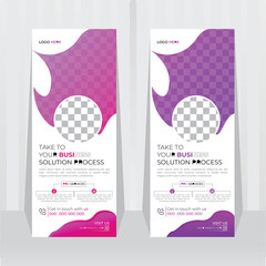 business rollup or banner design company and restaurant with multiple trendy gradient colors vector template.

