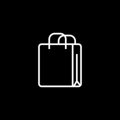 Shopping bag  icon isolated on black background. Handbag sign. Woman bag icon.