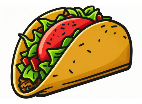 recommend clip art: Taco simple icon logo design. Mexican street food illustration. Generative ai