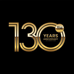 130 year anniversary. Anniversary logo design with double line. Design concept with gold color double line numbers. Logo Vector Illustration - obrazy, fototapety, plakaty