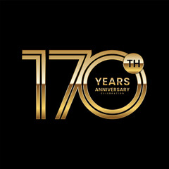 170 year anniversary. Anniversary logo design with double line. Design concept with gold color double line numbers. Logo Vector Illustration