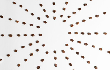 Coffee pattern isolated on white background. Empty circle space in center