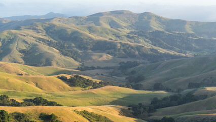 San Simeon and Cambrian Rolling Hills landscape near Cambria along Highway 1 in Coastal Southern California 