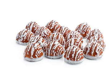 White chocolate glazed cookies isolated on white