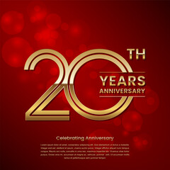 20 year anniversary. Anniversary logo design with double line concept. Golden anniversary template. Logo Vector Template