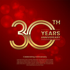 30 year anniversary. Anniversary logo design with double line concept. Golden anniversary template. Logo Vector Template