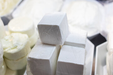 Feta type cheese in the market in Israel