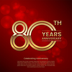 80 year anniversary. Anniversary logo design with double line concept. Golden anniversary template. Logo Vector Template
