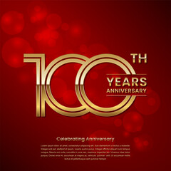 100 year anniversary. Anniversary logo design with double line concept. Golden anniversary template. Logo Vector Template