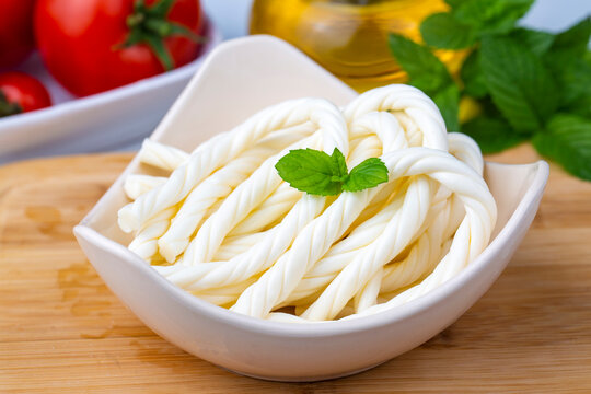 Turkish cheese varieties; ball cheese, milk drop cheese (Turkish name; top - topik peynir or sut damlasi peynir) and auger cheese (Turkish name; burgu peynir)