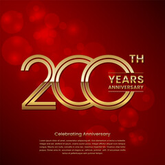 200 year anniversary. Anniversary logo design with double line concept. Golden anniversary template. Logo Vector Template