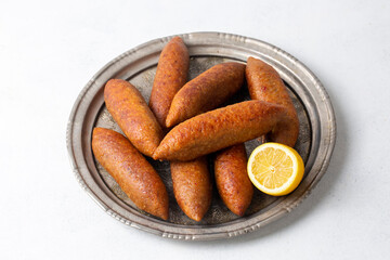 Turkish domestic special food icli kofte and oruk , domestic Turkish foods. Hatay oruk kofte.