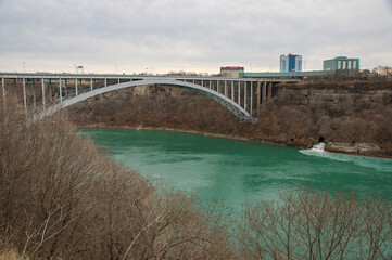 Rainbow bridge over the Niagara River connecting the United States and Canada