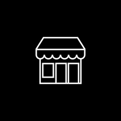 Shopping building sign icon isolated on black background
