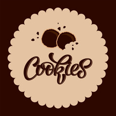 Cookies vector lettering illustration on tasty background