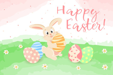 Easter rabbit, easter Bunny. Vector illustration.